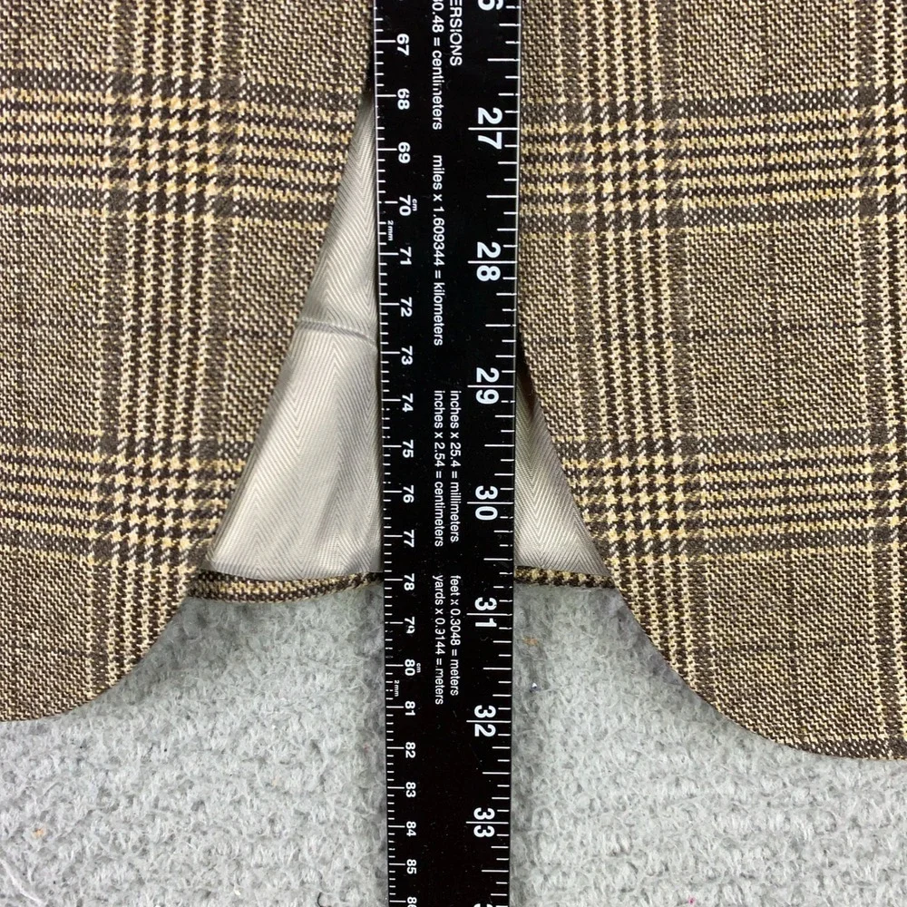 John W. Nordstrom Signature Cashmere Silk Sport Coat Mens 44R Brown Plaid Blazer